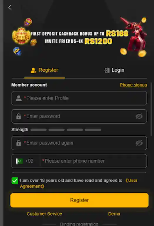 188pkr game register