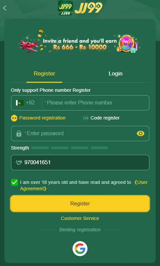 jj99 Game register