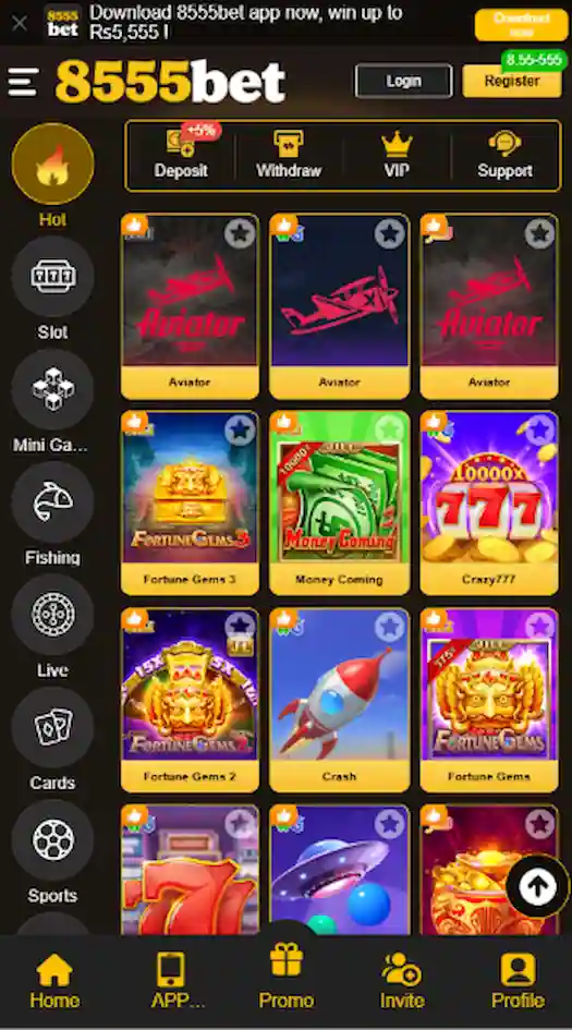 8555bet game interface