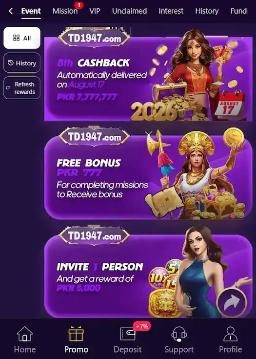 TD1947 Game bonus