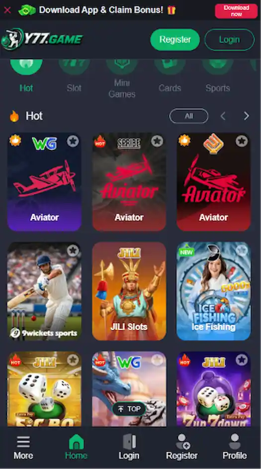 Y77 Game interface