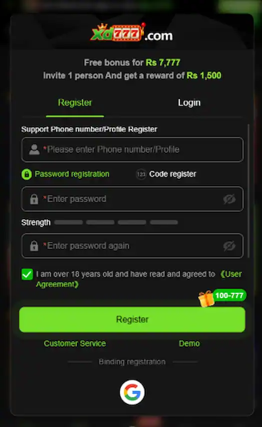 xd777 game register